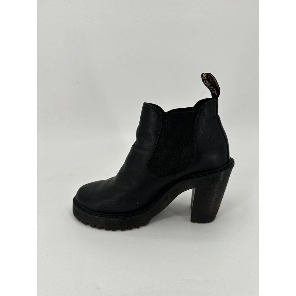 Dr Martens Hurston High Heeled Booties Womens 8 US Black Smooth Leather Boots - Picture 2 of 12